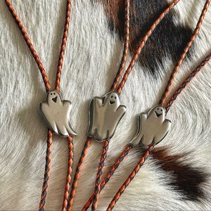 Vintage Ghost Halloween Orange/Black Western Cowboy Style
Bolo Tie